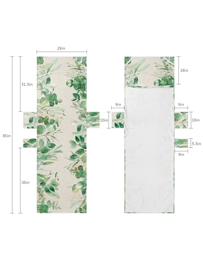 Green Botanical Beach Lounge Chair Towel Cover, Soft Chaise Lounge Towel with Side Pockets Patio Pool Chairs Cover for Beach/Pool Sunbathing 29x85 Watercolor Green Yellow Leaf Rustic