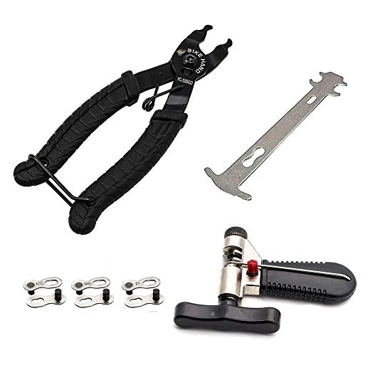 BeiLan Ensemble d'outils de chaîne de vélo,Lien De Vélo Pince+Outil Dérive Chaîne+Vérificateur de la chaîne+d’Attaches Rapides pour chaîne de vélo