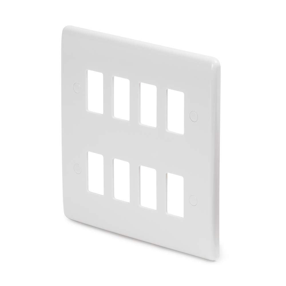 Lieber Silk White 8 Gang Grid Plate