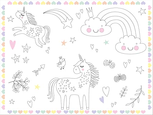 Folat 68337 Tovagliette da colorare Unicorns & Rainbows - 6 pezzi