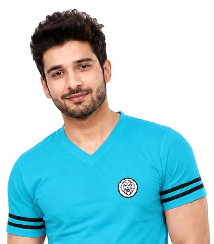 Image of Geum Men's Solid Half Sleeve V-Neck T-Shirt | Soft & Breathable Fabric | Regular Fit | Casual Everyday T-Shirt