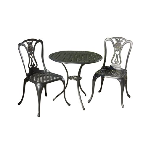 Alfresco Home 55-8615-GK Retiro Round Bistro Table and Chair Set, Black