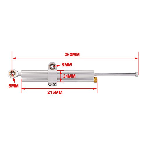 Universale Ammortizzatore Sterzo Moto,Ammortizzatori di Sterzo Stabilizzatore Alluminio CNC Moto Regolabile per E Scooter Fahrrad Pit Bike Quad