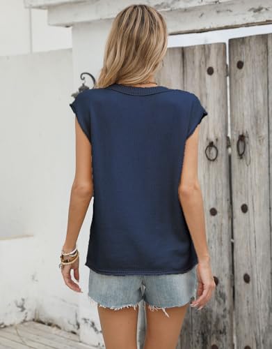 Image of Women's American Flag Lightweight Knit Crewneck Cap Sleeve Sweater Vest Top