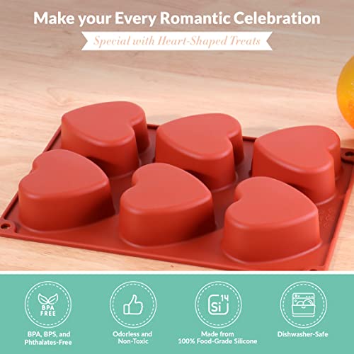 3" Large Heart Mold - 6 Heart Silicone Molds For Ice Cube Trays For Freezer, Baking Supplies Muffin Pan, Chocolate Molds Silicone #TOP2