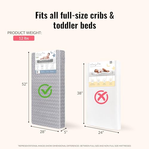 Image of Dream On Me Superior Slumber Mattress, Fits Standard Full-Size Cribs & Toddler Beds, Reversible Design, 52 inch x 28 inch x 6 inch, Waterproof Vinyl Cover, GREENGUARD Gold & BSA Certified