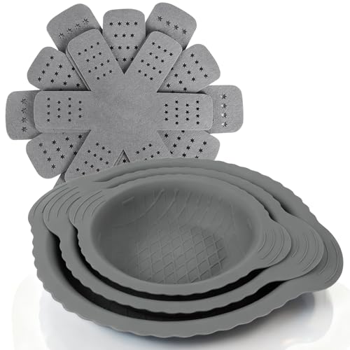 BYKITCHEN 3PCS Silicone Pan Protectors with 6PCS Felt Pan Pot Separators Dividers Pads for Stacking and Protecting Your Cookware Compatible with Hexclad Cookware Set Tfal Nonstick Frying Pans &More