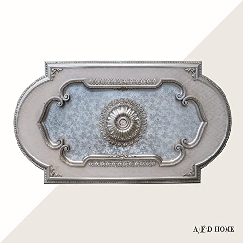 Image of Rectangular Ceiling Medallion or Fan Medallion, 94 Inches, Champagne Silver
