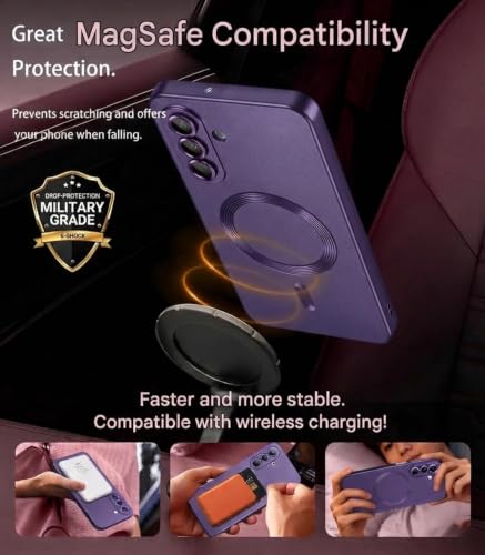 Image of DIZORO Samsung A57 Case, Compatible with Mag Safe Back Cover, Matte Luxury Metallic Luster Flexible TPU Wireless Charging Shockproof Case with Camera Protector (Metallic Silver)