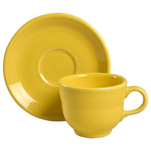 Homer Laughlin Fiesta Sunflower Flat Cup & Saucer Set