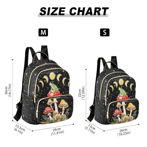 Image of Mushroom Frog Quilted Backpack Purse for Women Fashion Small Backpack M | Shoulder Bag Travel Casual Daypack