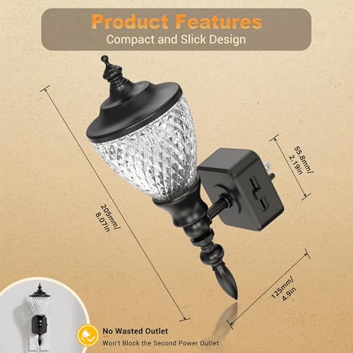 Image of JandCase Night Lights Plug into Wall, 3000K Soft White, Dusk to Dawn Sensor | 0-100LM Dimmable Industrial Night Light, for Bedroom, Bathroom, Living Room, Hallway