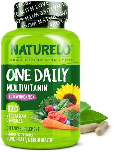NATURELO One Daily Multivitamin for Women 50+ (Iron Free) - Menopause Support for Women Over 50 - Whole Food Supplement - Non-GMO - No Soy - 120 Capsules - 4 Month Supply