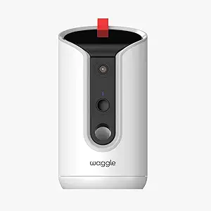WaggleCam 2K Pet Camera and Treat Dispenser with 360° AI Tracking, 2-Way Audio, Motion Alerts, Night Vision, Dual-Band WiFi (2.4 GHz or 5 GHz) – Indoor Use asin的图片