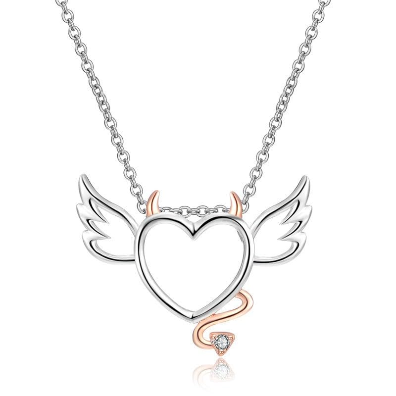 Halskette Ketten Schmuck Herren Frauen Anhänger necklace Engel & Teufel Kettenanhänger Halskette Feiner Schmuck für Frauen GirlFriend Ehefrau Geburtstag Weihnachtsgeschenke