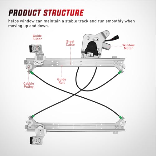 Image of Nilight 741-579 Window Regulator and Motor Rear Passenger Side Compatible with Cadillac Escalade /Chevy Avalanche /Silverado /GMC Sierra Yukon 1500 2500 3500 2000 2001 2002 2003 2004 2005 2006 2007