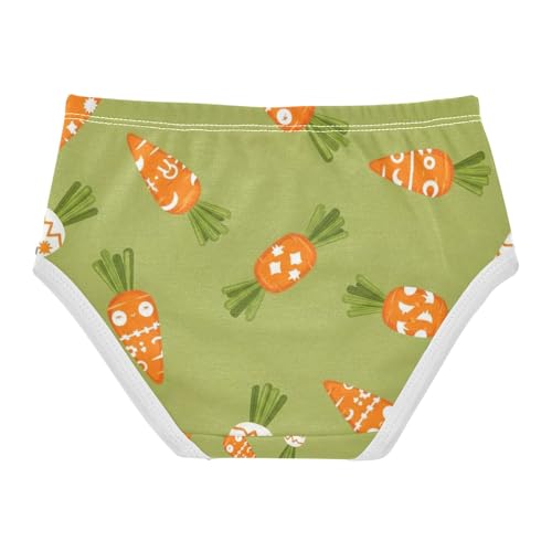 Cartoon Carrots Olive Green Kids Underwear, Toddler Briefs, Cotton Underwear for Girls, 2–8 Years2