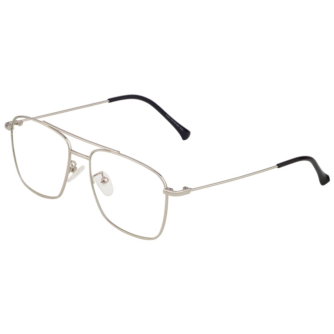 Roshfort Unisex Eyeglasses For Men Women Spectacle Frames Light Weight Blueray Block Eye Protection Glasses For Computer Zero Power Bluecut lens Rectangular Medium Size M-3136 Frame (Silver, B-2)