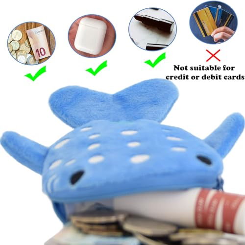 JoyChoi Small Whale Shark Coin Purse Keychain - 4 Pcs Cute Zipper Pouch Gifts for Women3