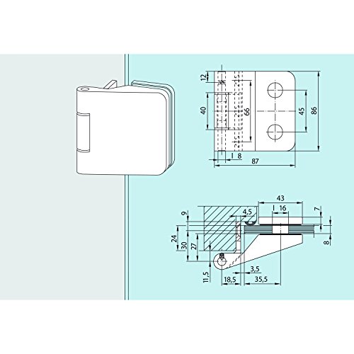 Dorma Glas Junior Office Door Fitting with Frame Part for Glass Doors Glass Thickness 8-10 mm Aluminium Stainless Steel Effect Pack of 2 - Image 2