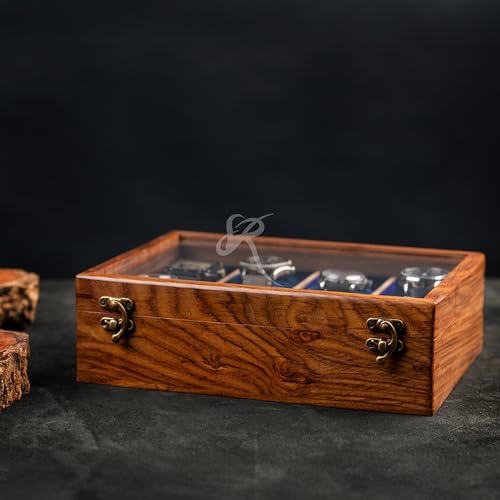 Image of Royal Craft Expertise Mens Watch Box,Watch Display Case,Indian Rosewood Watch Box Case Organizer For Men,Velvet Lining Glass Lid,Solid Gift For Him,Made For Special Occasions|Heavy And Solid Wood