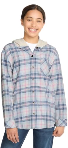 Roxy Girls Hooded Lightweight Flannel Shirt Jacket Hoodie