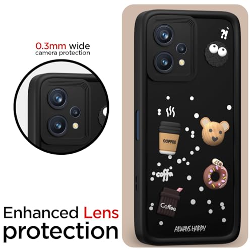 Image of Bintage Cases Cute Fun Taddy| 3D Ball Bear| Donut| Coffee Rubber Case Full Body & Camera Protection Back Cover Compatible for OnePlus Nord CE2 Lite 5G - Black