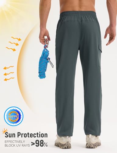 baleaf Men's Hiking Pants Water Resistant Convertible Cargo Capri Roll Up Capri UPF50+ Zipper Pockets Clothing Travel2