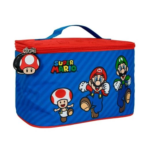 PERLETTI Bolsa Termica Porta Alimentos Niños Super Mario Bros - Nevera Portatil Niño Escuela Playa Picnic Pequeña Rojo Azul - Bolsa Almuerzo Infantil Isotermica Comida con Mario Luigi 15x23x15cm