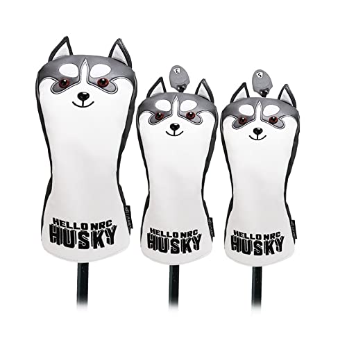 ゴルフカバー ヘッドカバー クラブセット ドライバー用カバー 440cc 460cc用カバー ウッド用カバー ユーティリティ用 UT用カバー 3点セット 4点セット 防水仕様 秋田犬 ハスキー ネコ コアラ サメ ライオン 蜘蛛