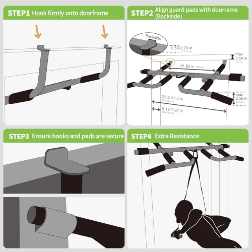 Image of KAKICLAY New Upgrade Pull Up Bar for Doorway with Ergonomic Grip - Upto 440 Lbs Capacity, No Screwing or Slipping - USA Original Patent, Designed, Shipped, Warranty