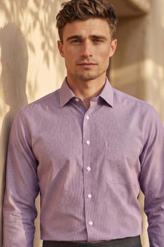 Image of Louis Philippe Men's Slim Fit Easy to Iron Everyday wear Premium Cotton Full Sleeve Checks Formal Shirt