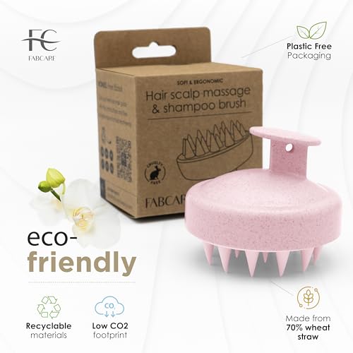 FABCARE Kopfhaut Massagebürste für Haarwachstum und Blutzirkulation, geeignet für alle Haartypen, aus Weizenstroh, ideal für Peeling und trockene Kopfhaut bei nassem oder trockenem Haar (Pink)