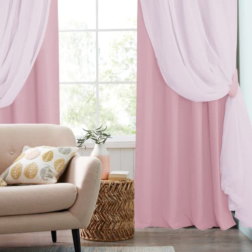 Image of PONY DANCE Short Pink Curtains, 52 W x 63 L, Light Pink, 2 PCs