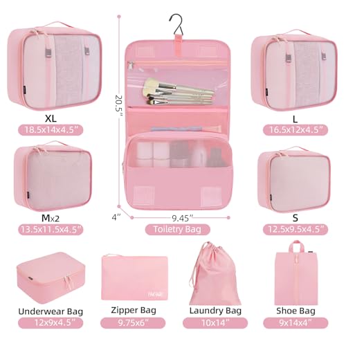 Image of BAGAIL 6 Set /8 Set /10 Set Packing Cubes Various Sizes Packing Organizer for Travel Accessories Luggage Carry On Suitcase