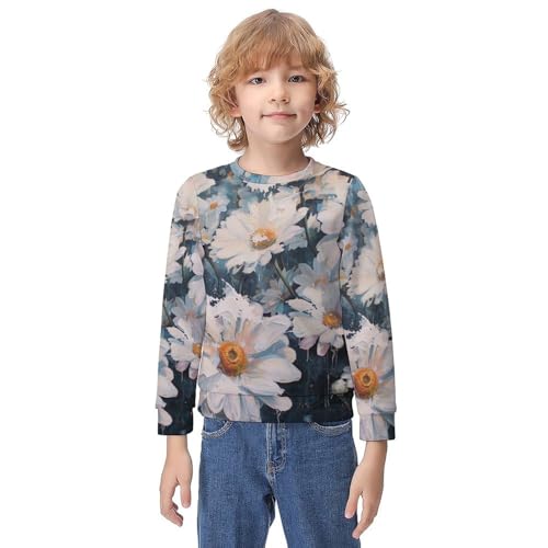 White DaisiesChildren's Casual Pullover Sweatshirt Loose Fit9-11Y