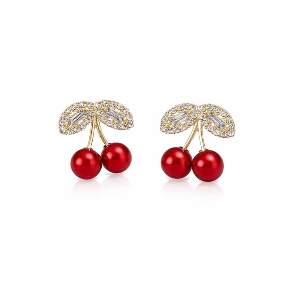 Cute Korean Cherry Drop Earrings for Women | Trendy Aesthetic Fruit Earrings | Lightweight Fashion Jewelry for Girls & Gifting-image-4