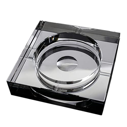 灰皿 13cm クリスタル灰皿 スクエアはいざら 正方形 北欧 クリスタルガラス 業務用 透明感感高く 重厚感 卓上 おしゃれ モダン 父の日 贈り物 プレゼント お祝い 記念品 ギフト エレガント店舗 キャバクラ アッシュトレイ ブラック OSONA