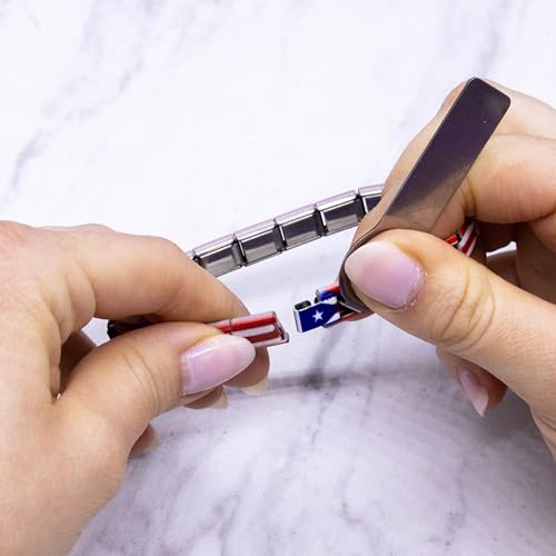 Fablinks Italian Charm Bracelet, 9mm Stainless Steel Flag Charms Link Bracelets for Women, Expandable Stretch Modular Country Jewelry for Men4