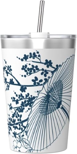 魔法瓶 和風 和傘 桜 和柄 上品 タンブラー 350ml ステンレス製 水筒蓋とストロー付き 真空断熱漏れない 持ち運び 直飲み 子供 通勤 通学 かわいい おしゃれ プレゼント