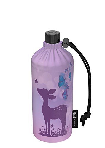 Emil Trinkflasche aus Glas für Mädchen & Jungen isolierte Glasflasche für Schule, Freizeit, Sport: Kinder & Eltern Reh 0,4l