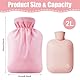 AOOTE Wärmflasche, 2L Bettflasche Mit Bezug, Naturkautschuk +Bettflasche Flauschig, Bequem, Sicherheit, Wärmehaltung Gute Leistung, Wärmflaschen für Kinder, Babys, Erwachsene - Rosa