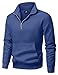 JMIERR Men's Fashion Sweatshirts Quarter Zip Pullover Fleece Polo Hoodies Long Sleeve Sweatshirt with Pockets, L, Blue