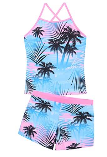 Image of Akokvlar Girls Two Piece Bathing Suit Swimsuit Tankini Swimwear with Boyshort