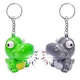 SEVENKA 2 Mini Keychain Dinosaur Flashlights for Kids, Pediatric Nurse Flashlight, Animal Keychain Light with Sound, Keyring Charm for Backpack, Camping, Birthday Gift Toys for Kid