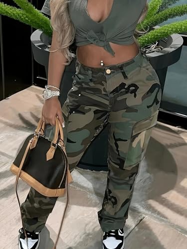 Woman's Camo Cargo Camouflage Pants with Pockets3