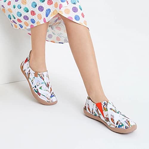 Image of UIN Women's Slip On Shoes Colorful Comfortable Lightweight Art Travel Sneakers Casual Floral Stylish Everyday Loafers