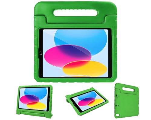 iPad 9世代 2021 8世代 2020 7世代 2019 10.2 インチ ケース iPad Air3 10.5インチ キッズケース ハンドル付き 超軽量 耐衝撃 スタンド機能 EVA キッズ 子ども用 カバー(グリーン)