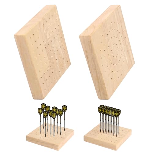 LCUHAVA 2 Stück Dartständer aus Holz Dartscheibe Ständer Qquadratisch 166 Loch Dartpfeile Halterung, Hält Darts Zusammen, Geeignet für die Aufbewahrung Verschiedener Arten von Stahl und Softdarts