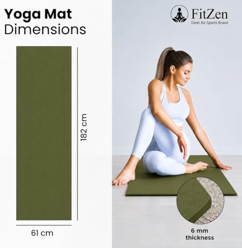 Image of Yoga Mat for Women and Men 4mm with Carry Strap EVA Material Extra Thick Exercise Mat for Workout Yoga Fitness Pilates and Meditation, Anti Tear Anti Slip For Home & Gym Use (Olive)